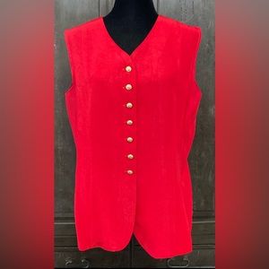 Christie of CA rayon red sleeveless blouse or Vest - Size 14